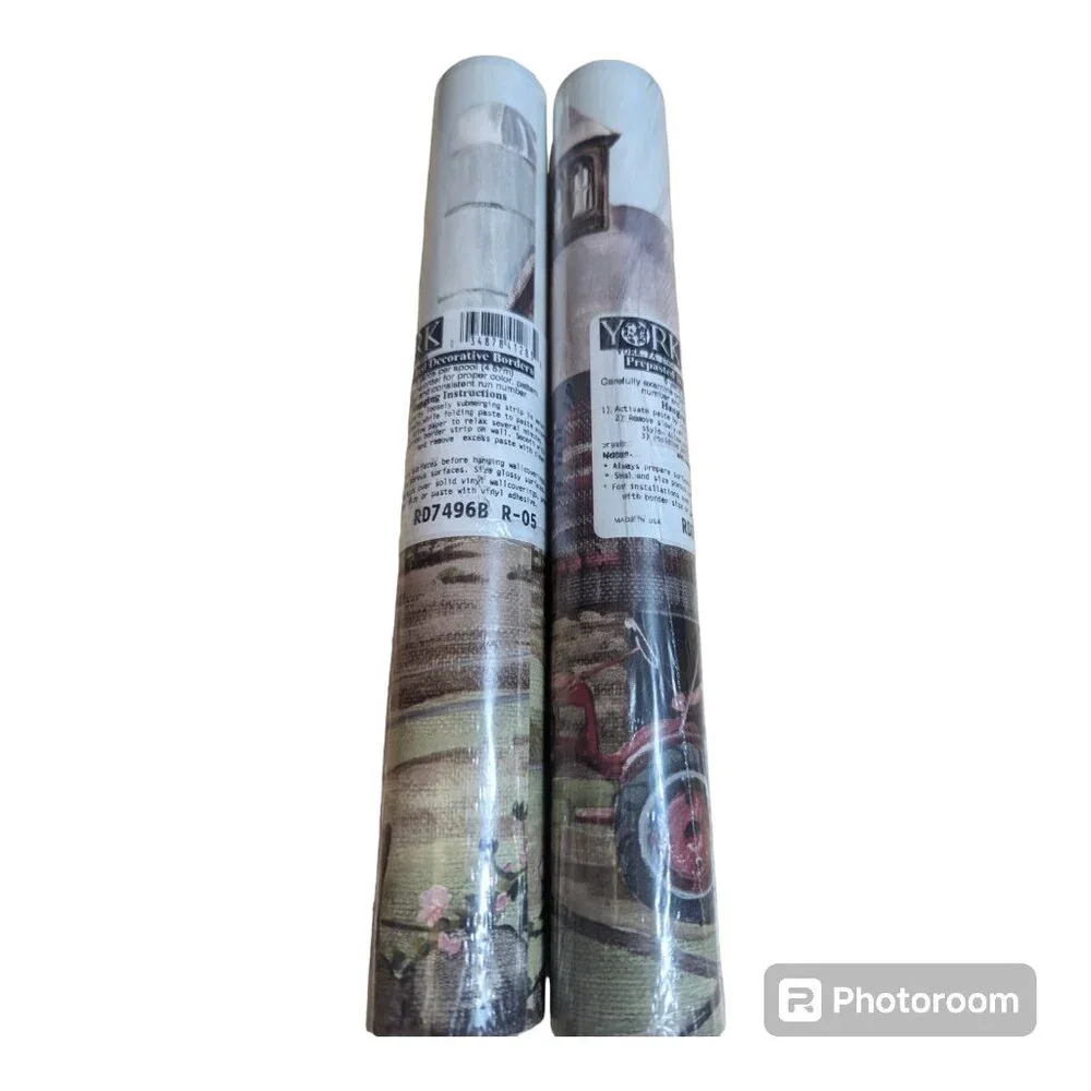 Lot 2 York Borders‎ Prepasted Decorative Borders 5 yards RD7496B Americana farm